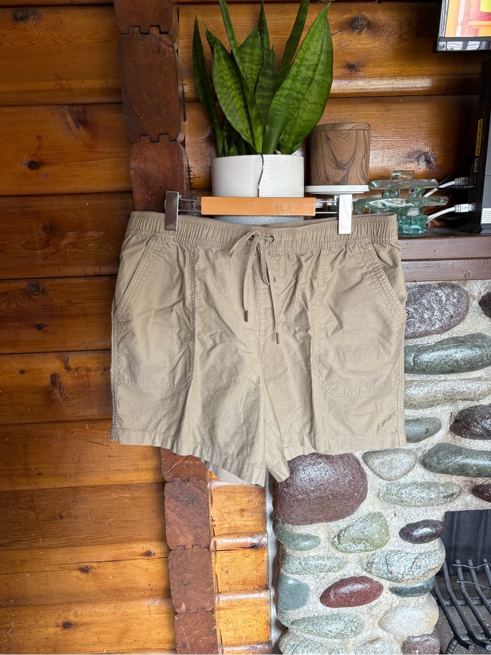 Tahari XL Taupe Utility Shorts Elastic Waist Drawstring Cotton Blend Plus Size